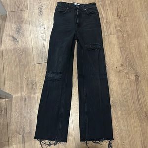 Zara wide leg ripped black jeans